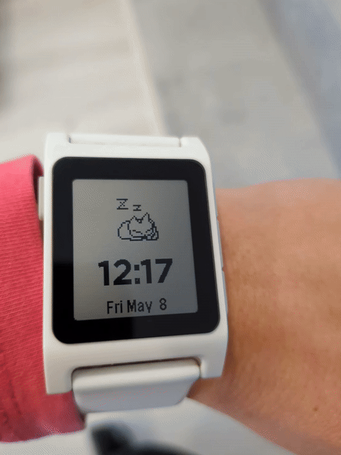 Neko watchface on a pebble watch